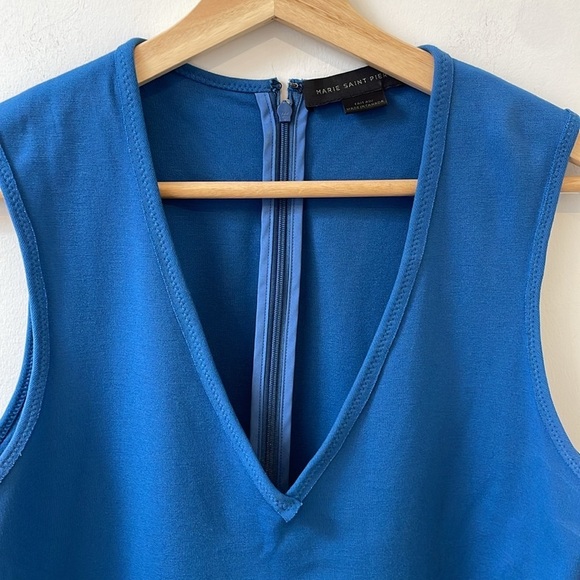Marie Saint Pierre Monserrate V Neck Tank Top Sleeveless Zipper Blue 2 - Picture 9 of 12